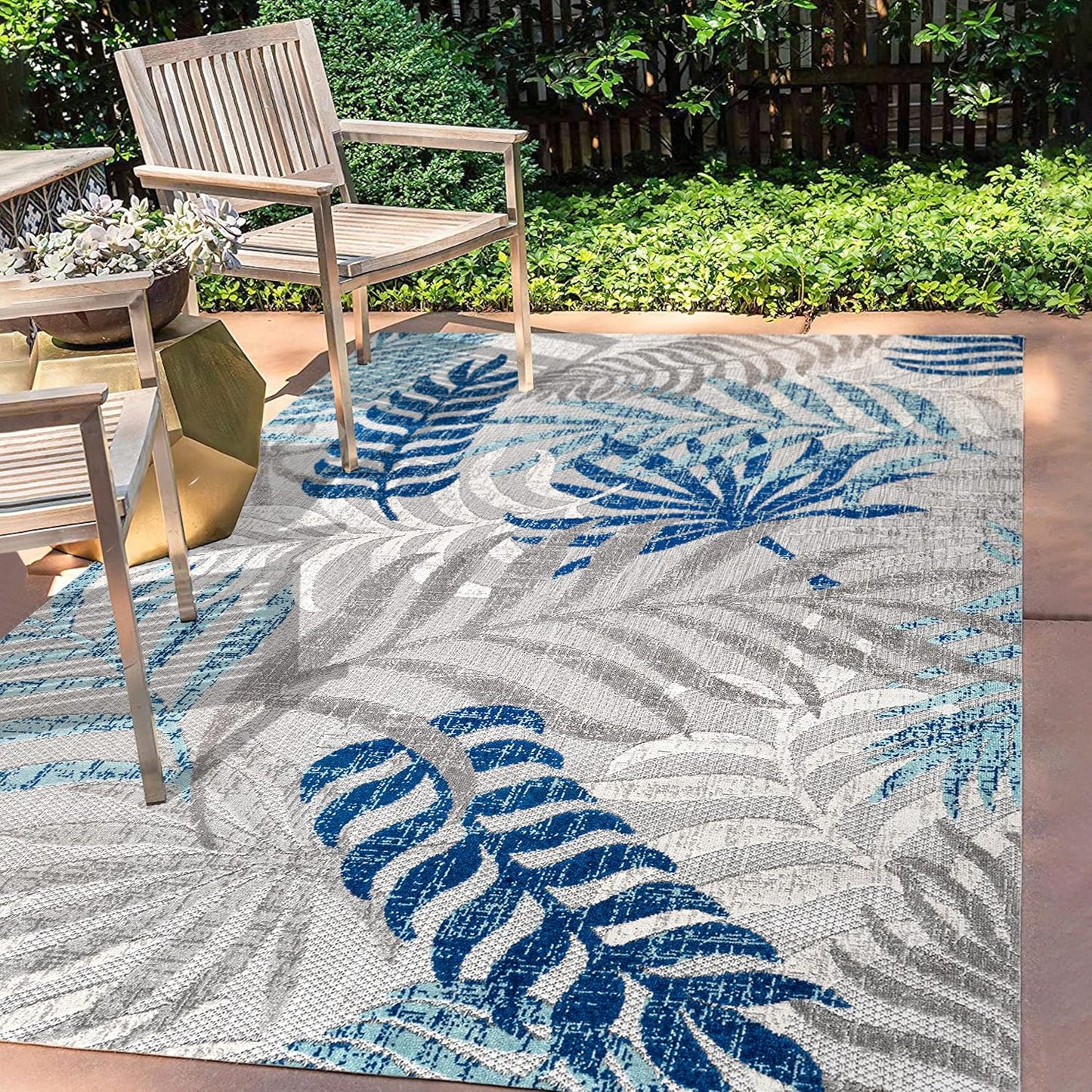 Tropics Palm Leaves Indoor Outdoor Area Rug 8X10 for Boho Style