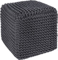 Cube Pouf Foot Stool Ottoman - Hand Knitted Cotton Pouf (16 in)
