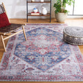 SAFAVIEH Washable Rug Tucson Collection 5ft Square - Navy & Red