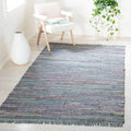 SAFAVIEH Rag Rug Collection Accent Rug 4ft x 6ft - Handmade Aqua