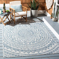Courtyard Outdoor Area Rug 4 ft Square Ivory & Navy - Durable