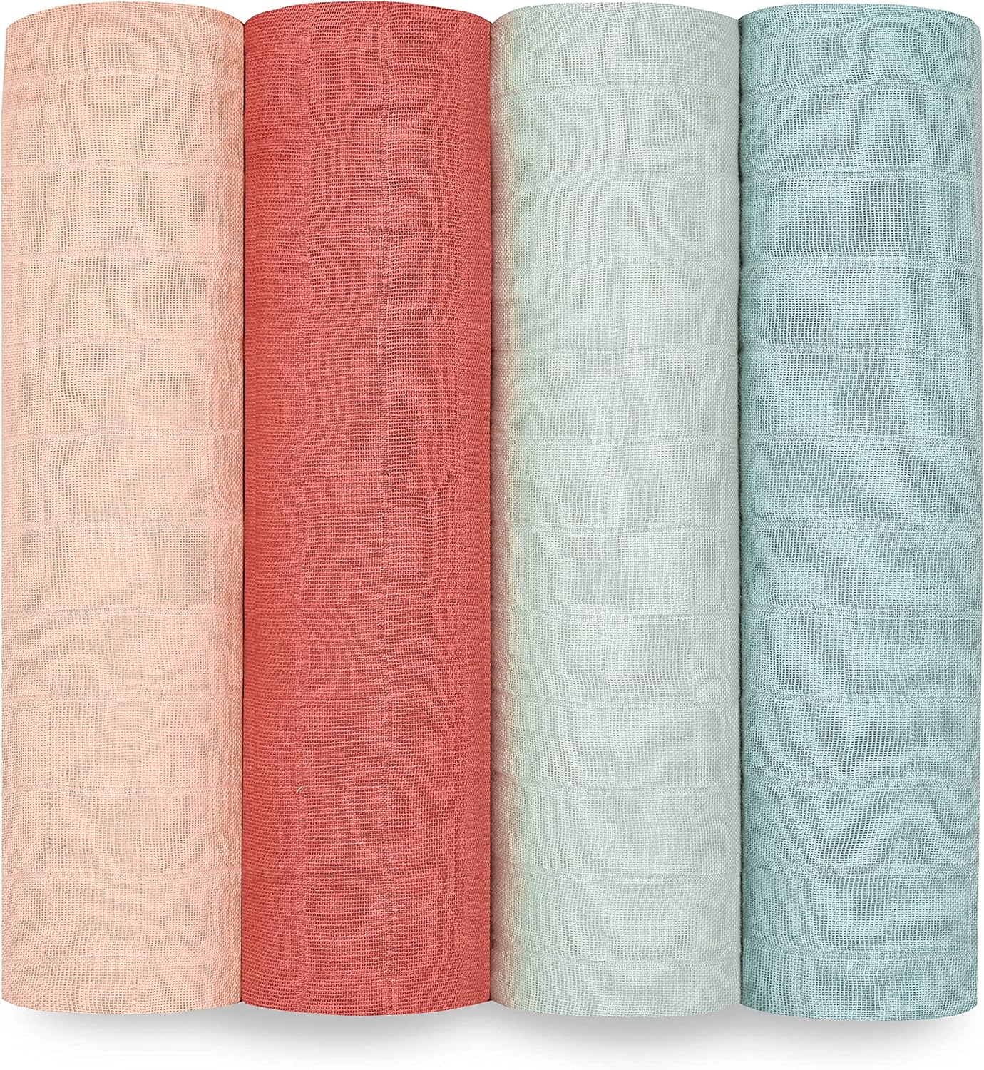 Organic Cotton Muslin Swaddle Blankets 4-Pack for Infants