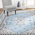 Premium Sakarya Traditional Medallion Area Rug in Blue, 9ft 2inx12ft5