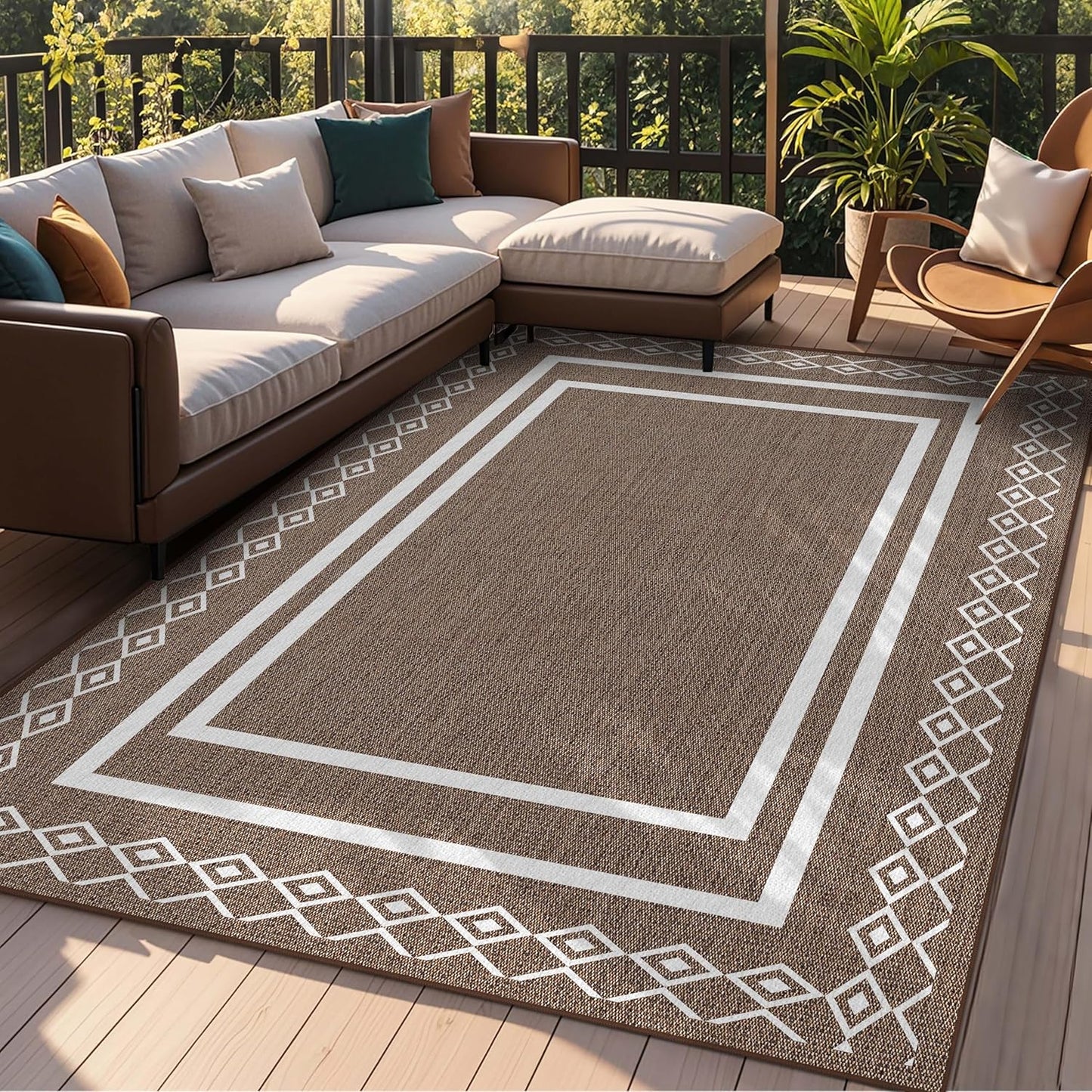 Outdoor Patio Rug with Modern Geometric Design for Versatile Use