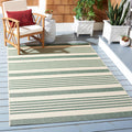 Courtyard 9 ft x 12 ft Beige/Dark Green Stripe Indoor-Outdoor Rug