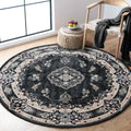 Black Round Rug 4ft - Washable Non-Slip Circular Area Rug