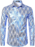 Men's Luxury Paisley Dress Shirt Slim Fit - Shiny Floral Print