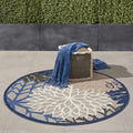 Aloha Indoor/Outdoor Blue Multicolor 4 ft Round Rug - Tropical Accent