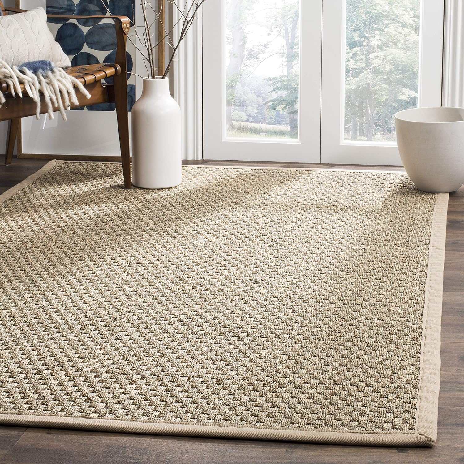 Natural Fiber Area Rug 5x8 - Seagrass Basketweave Design