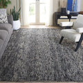 Abstract Area Rug 9 ft x 12 ft Black & Grey - Handmade Wool