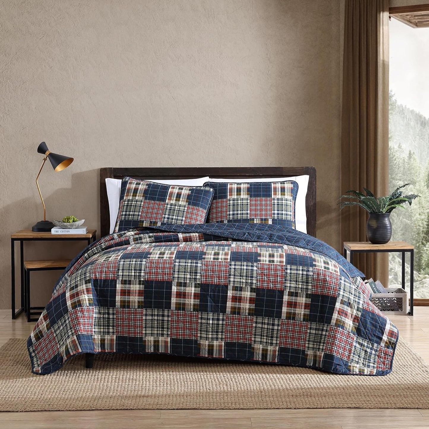 Eddie Bauer Twin Quilt Set, Lightweight Cotton Reversible Bedding