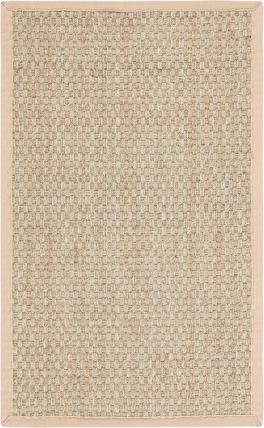 Natural Fiber Area Rug 3x5 - Seagrass Basketweave Pattern