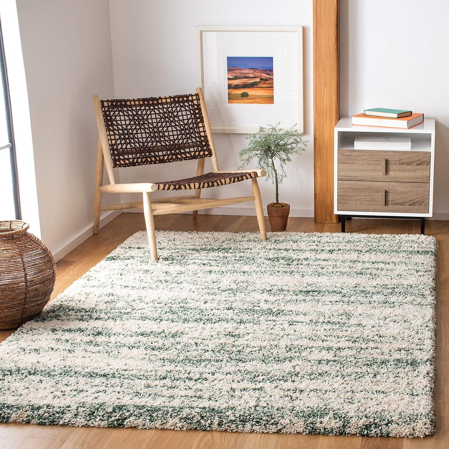 SAFAVIEH Hudson Shag Collection Area Rug - Modern Ivory & Green