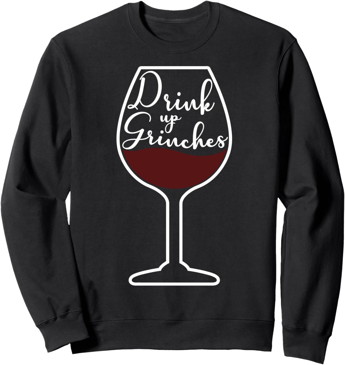 Grinches Sweatshirt: Festive Wine Glass Graphic
