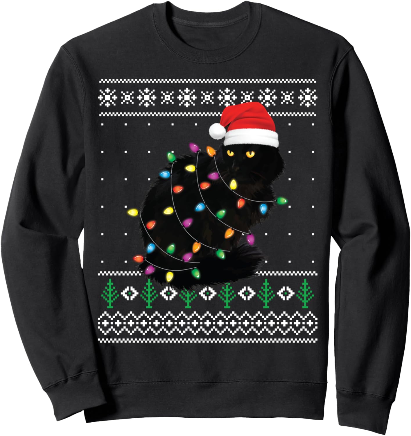 Funny Santa Cat Black Ugly Christmas Sweater