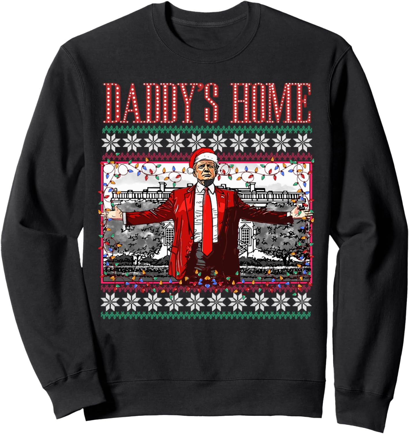 Comical Daddy's Home Trump Ugly Sweater - Festive Fun!