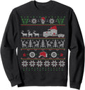 Trucker Semi Truck Pulled by Reindeer Ugly Christmas Sweatshirt