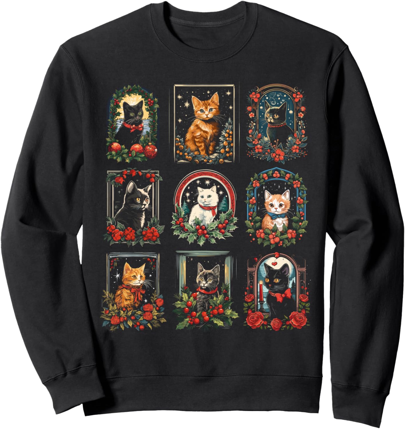 Vintage Kitten Christmas Cats Sweatshirt for Cat Lovers