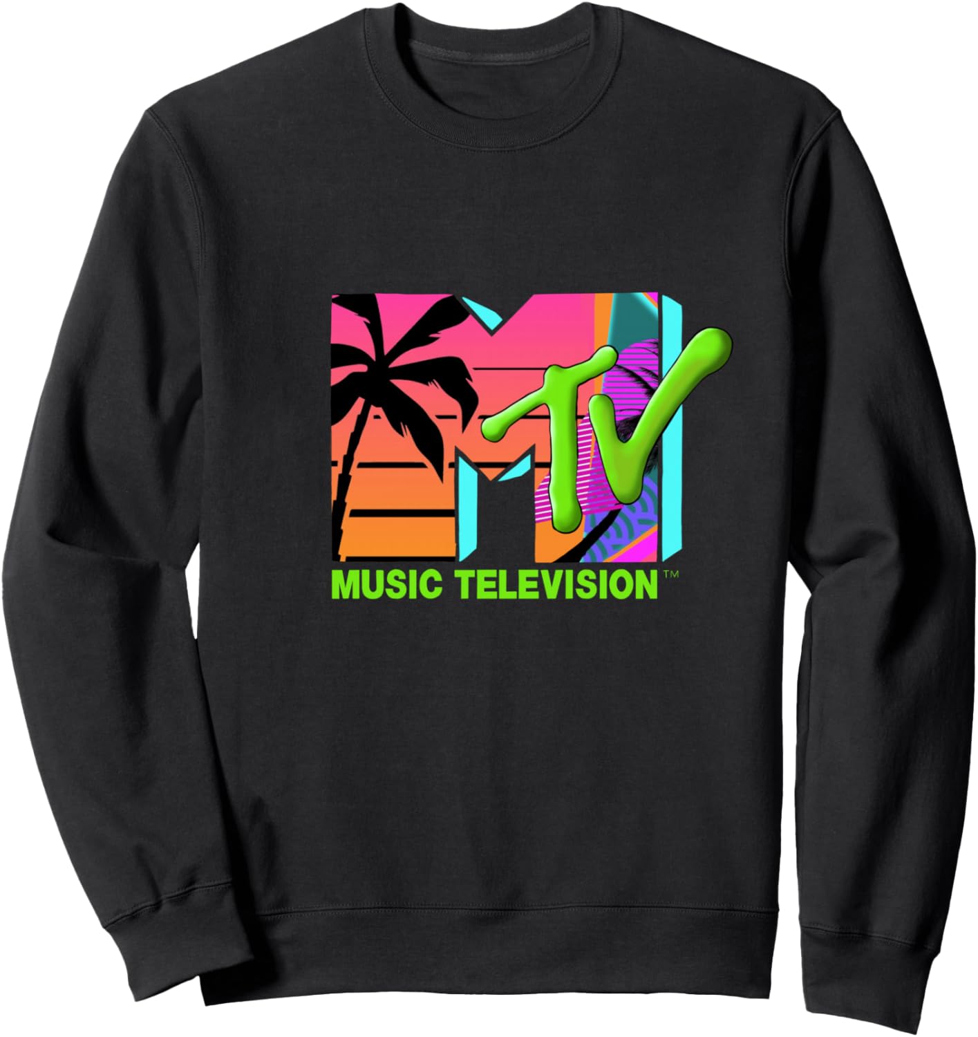 MTV Logo Retro Palms Sweatshirt for Summer Vibes 1981
