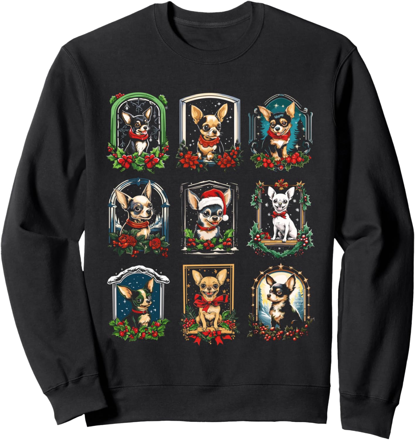 Cozy Chihuahua Christmas Sweatshirt - Black, Small