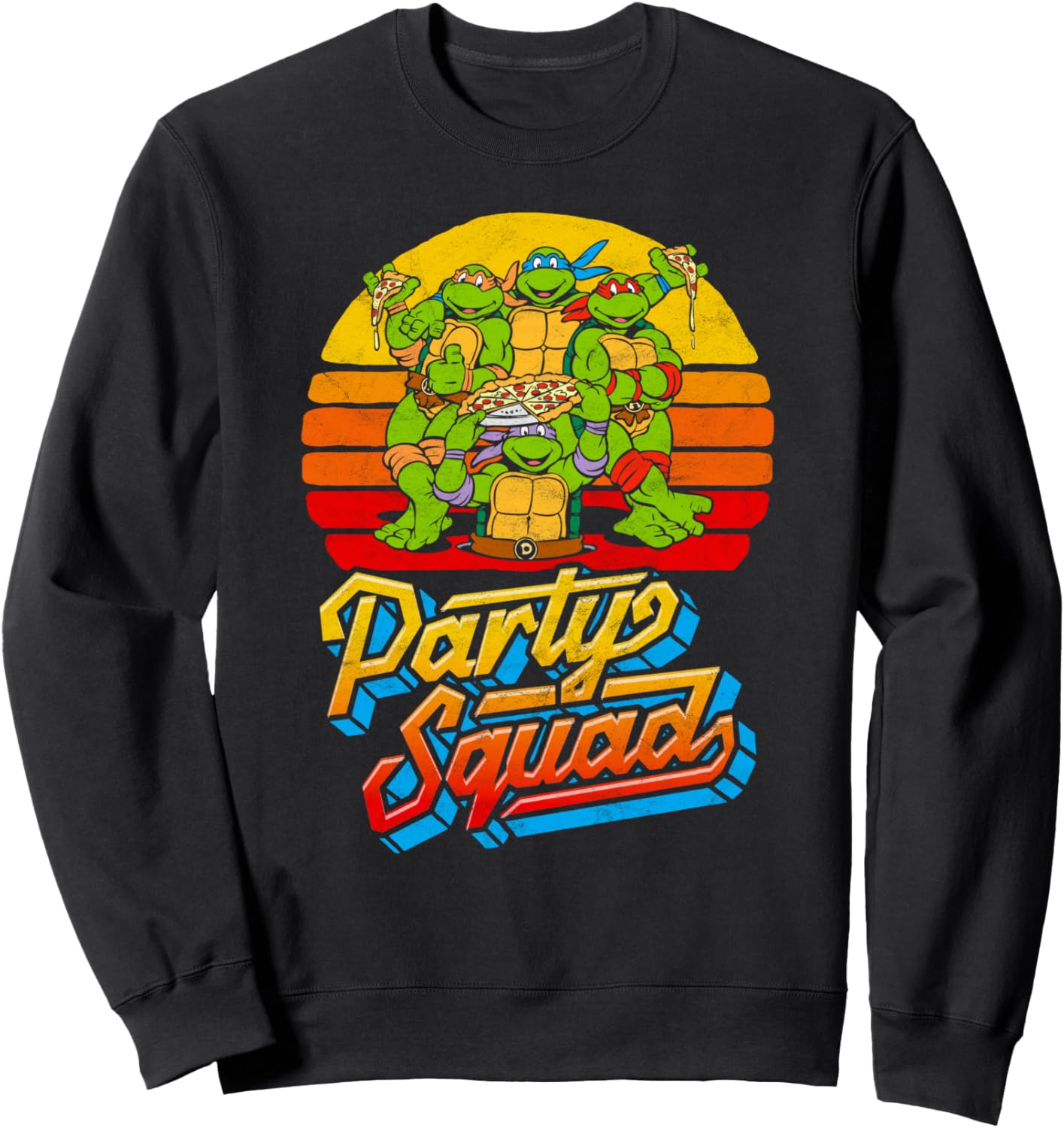 Party Squad! TMNT Vintage 80s Pizza Friends Distressed Sweatshirt