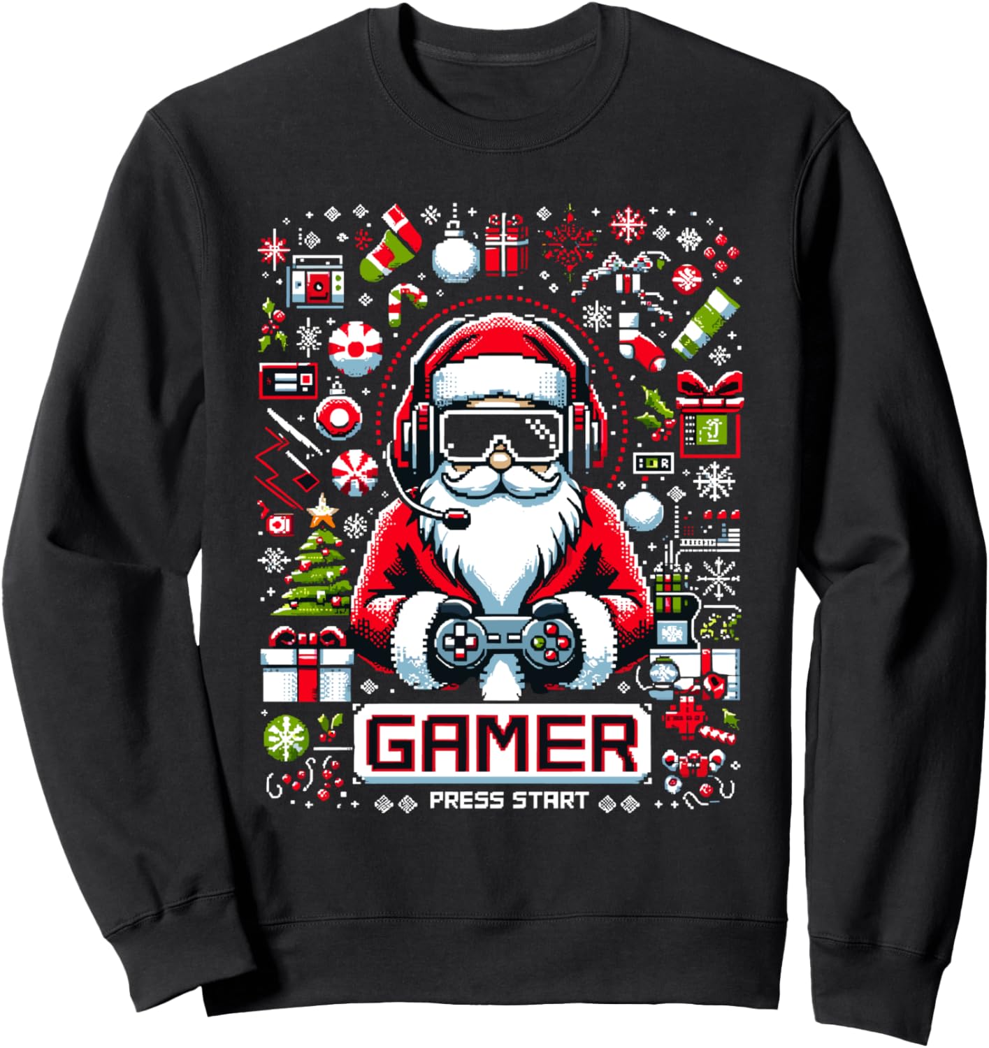 Cozy Gamer Christmas Sweater Retro Pixels
