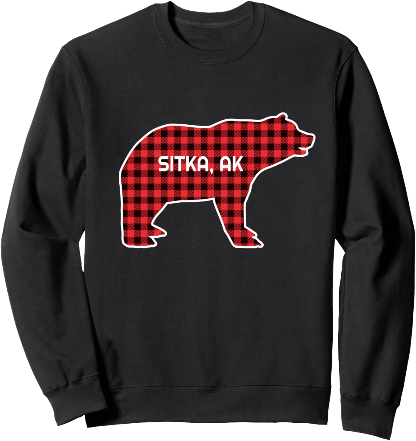 Cozy Grizzly Bear Plaid Sweatshirt