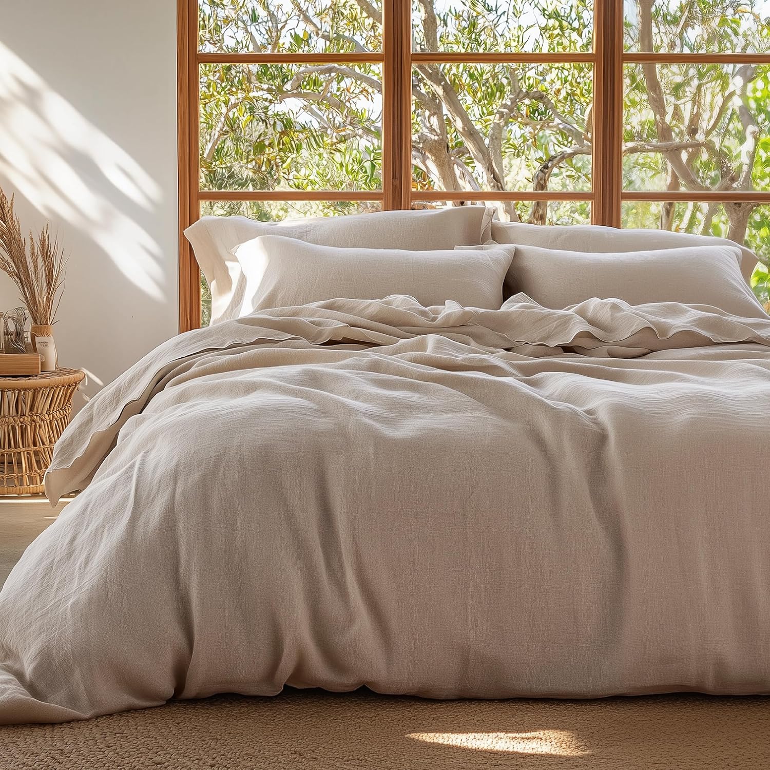 Bedsure 100% Muslin Cotton Duvet Cover King Size for Comfort