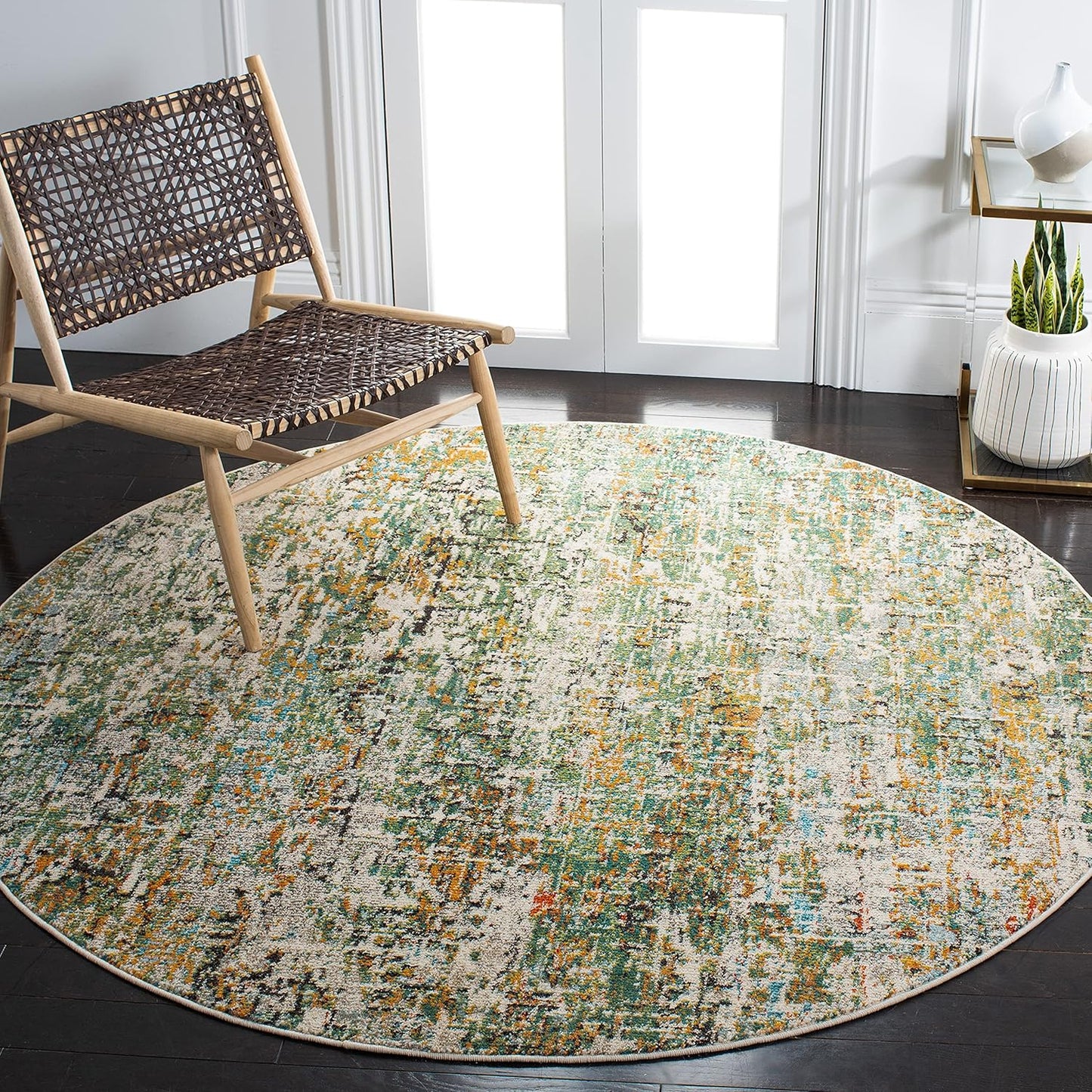 SAFAVIEH Madison Collection 6ft 7in Round Green Turquoise Rug