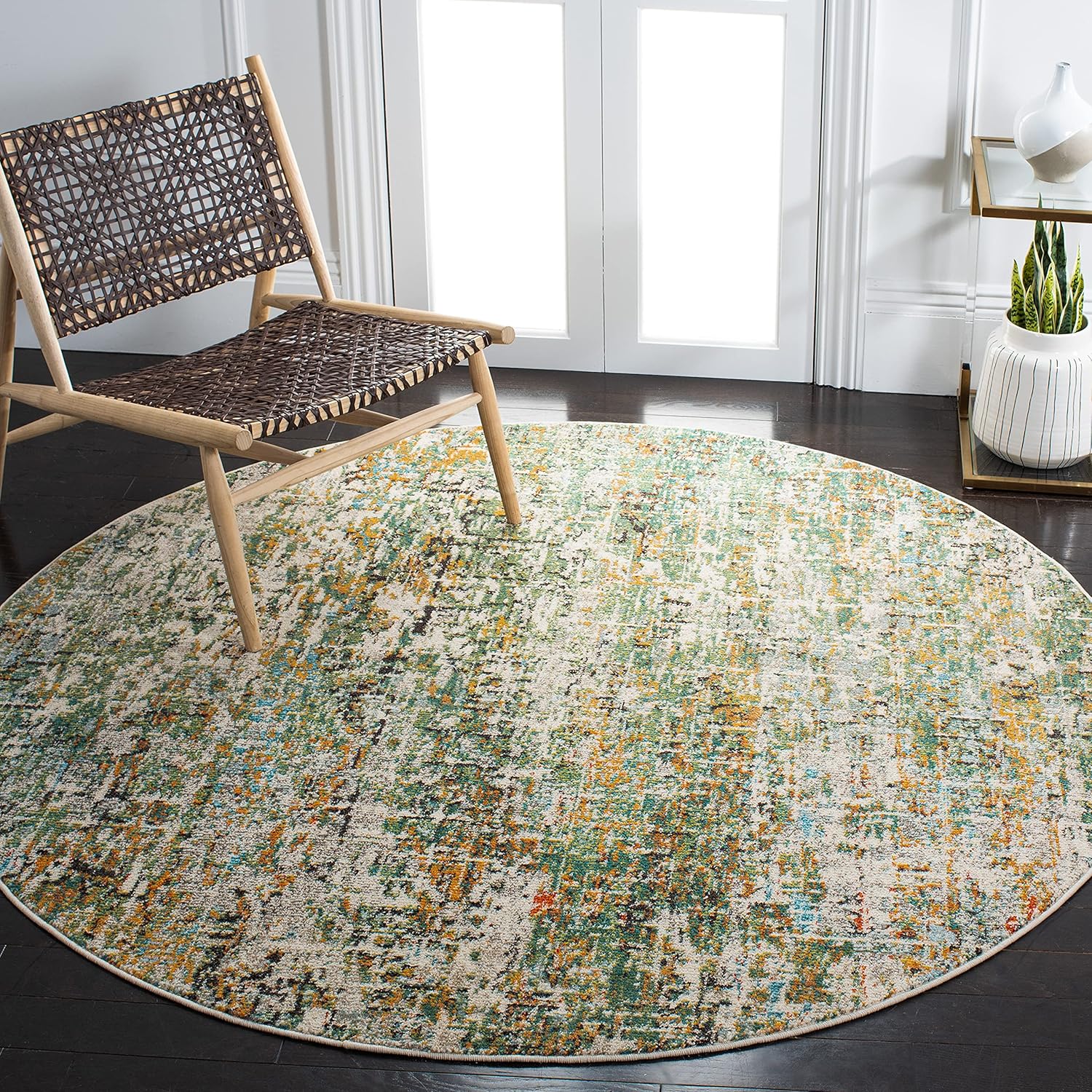 SAFAVIEH Madison Collection 6ft 7in Round Green Turquoise Rug