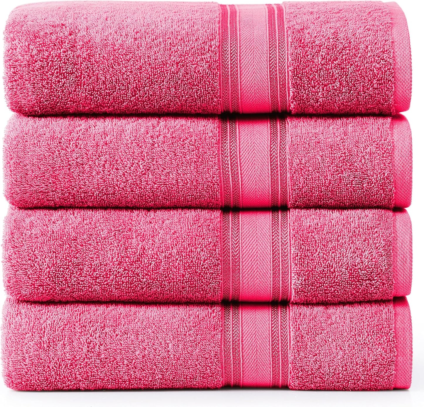 100% Cotton Large Bath Towels Set of 4 - Quick Dry & Soft