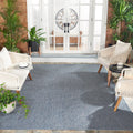 SAFAVIEH Courtyard 7ft 1in Square Navy/Grey Outdoor Rug - Durable