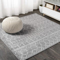 Boho Vintage Diamond Gray/Ivory Square Area Rug for Home
