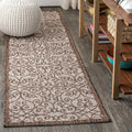 Vintage Filigree Indoor Outdoor Runner Rug 2x10 Taupe/Espresso