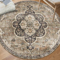 Machine Washable Area Rug 4ft Round - Durable Low Pile, Non-Slip