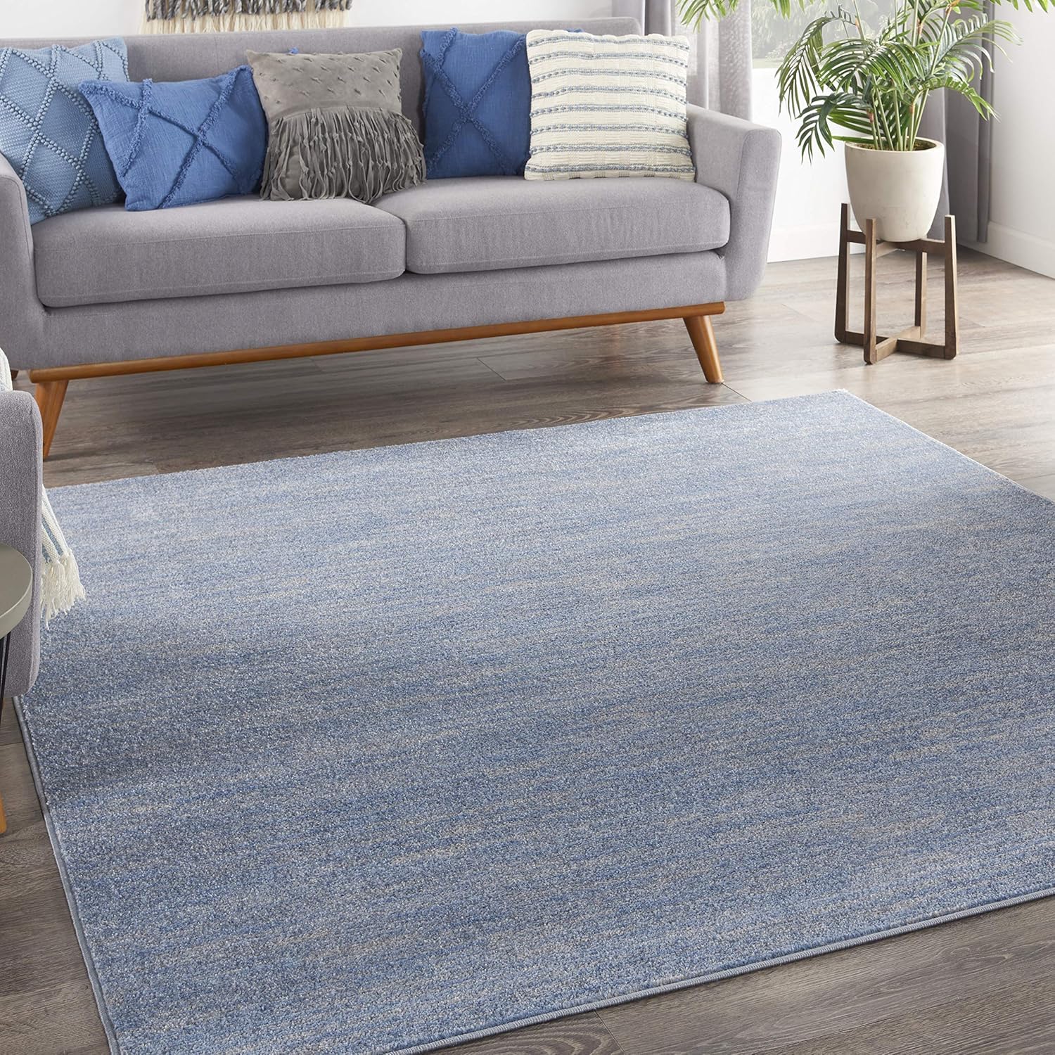 Nourison Essentials Indoor/Outdoor Blue/Grey 7ft Square Area Rug
