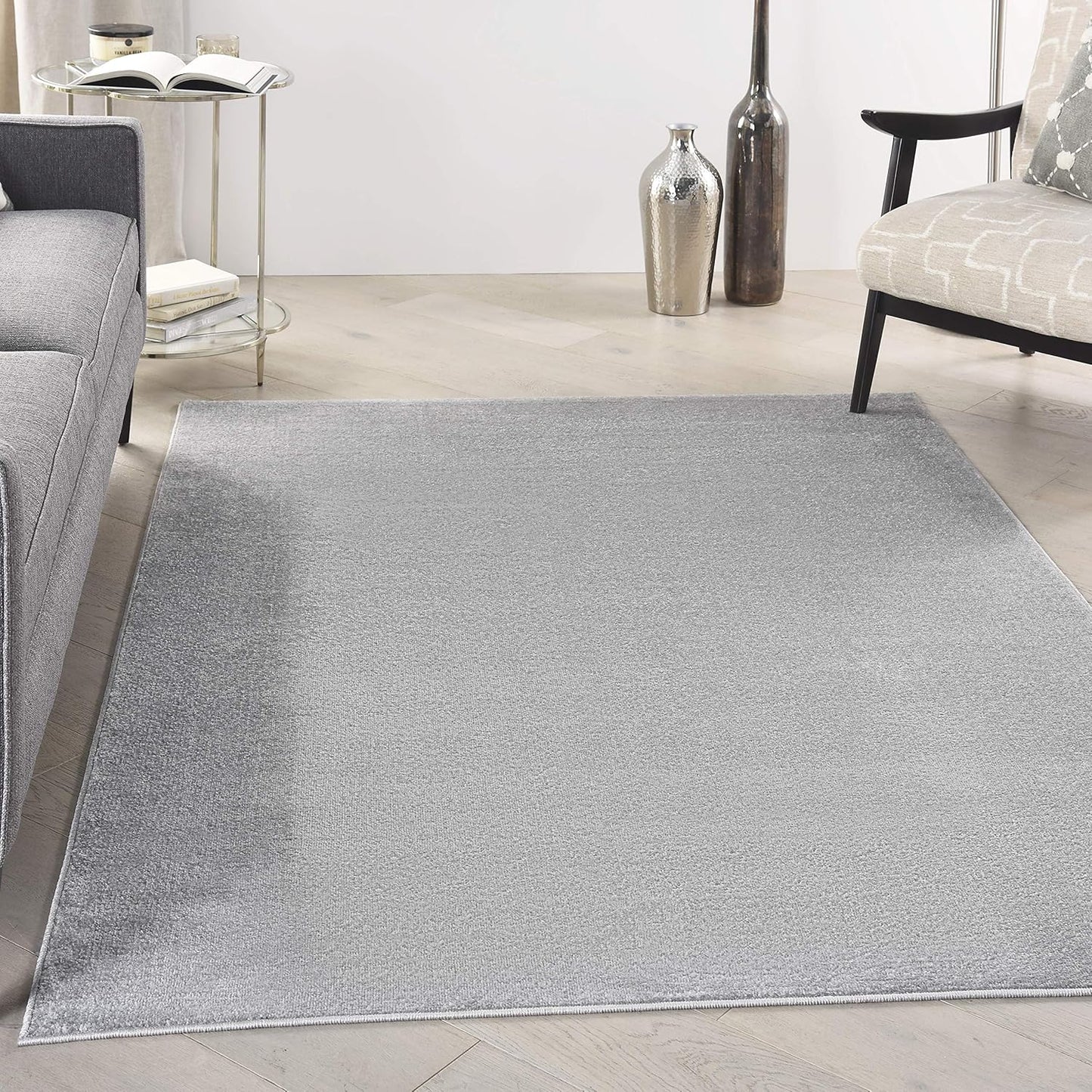 Nourison Home Essentials Solid Contemporary Silver Grey Area Rug