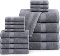 LANE LINEN 100% Cotton Luxury Bath Towel Set - 16 Piece Cool Grey