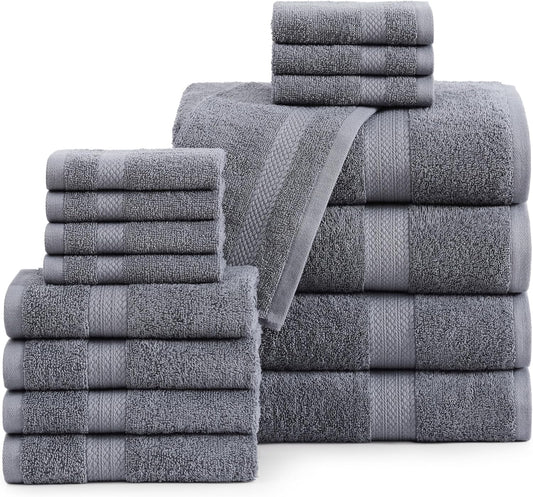 Luxury Cotton Bath Towel Set - 16 Pieces for Ultimate Comfort
