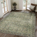 8X10 Area Rugs Machine Washable Vintage Boho Rug - Green low pile