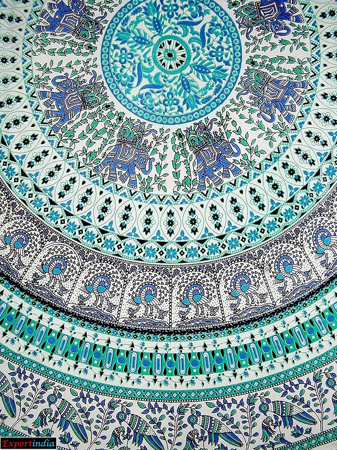 Boho Mandala Round Tapestry - 70 Inches, Green