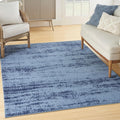 Indoor/Outdoor Solid Abstract Denim 6 ft x 9 ft Area Rug - Easy Care