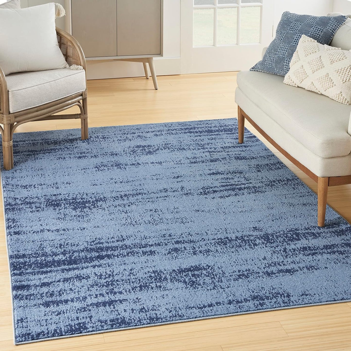 Nourison Home Essentials Indoor/Outdoor Abstract Denim Area Rug