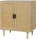 Finnhomy Sideboard Buffet Cabinet with Rattan Decorated Doors