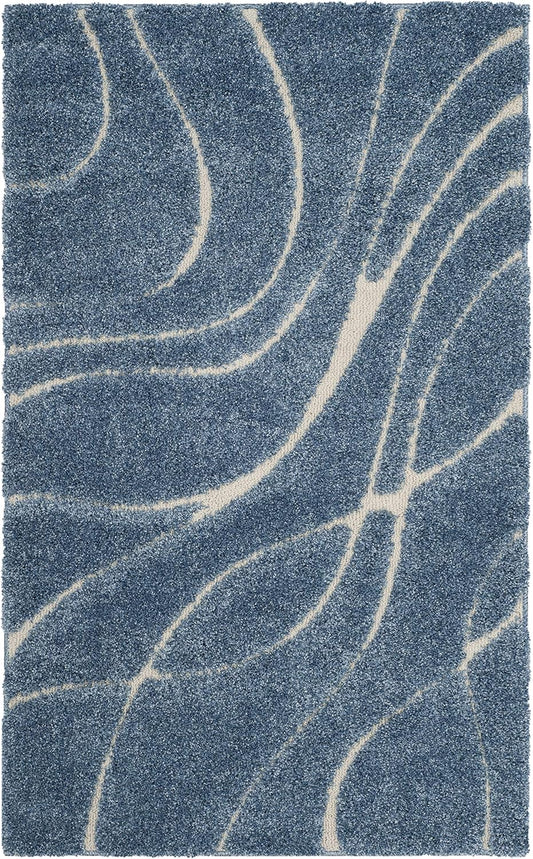 SAFAVIEH Florida Shag Collection Accent Rug - Light Blue & Cream