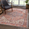 Bloom Rugs Washable 8 ft x 10 ft Red/Orange Traditional Rug - Machine