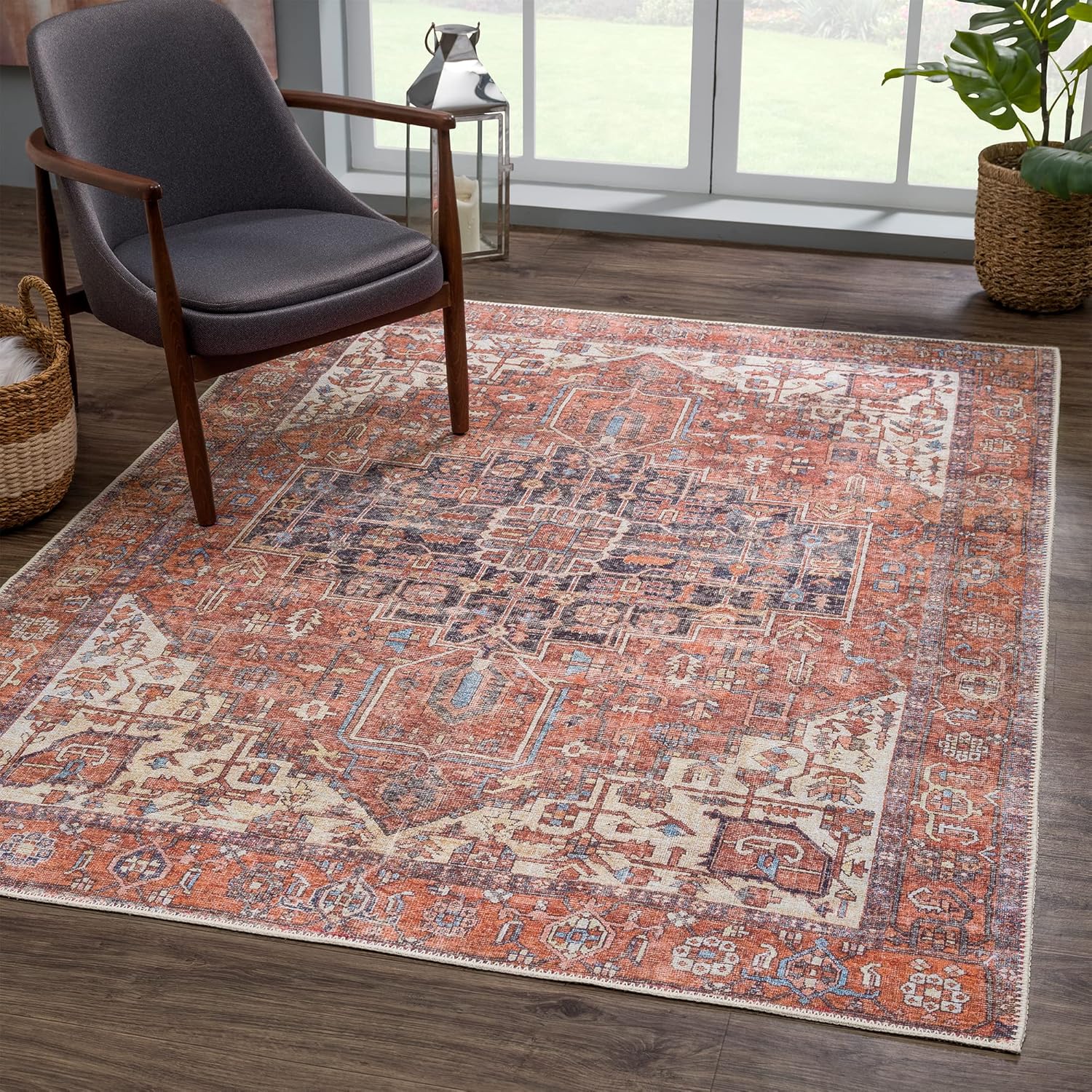 Bloom Rugs Washable 8ft x 10ft Traditional Area Rug for Home