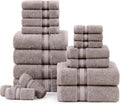 Lane Linen 100% Mercerized Cotton 18-Piece Towel Set - Plush 550 GSM