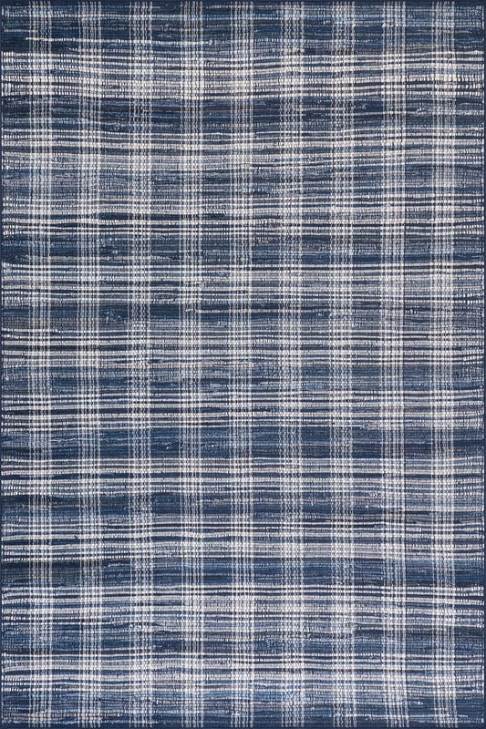 Denim Plaid Blue Machine Washable Rug, 6 X 9 Feet for Home