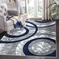 Modern 4x6 Navy Circles Area Rug for Living Room and Bedroom